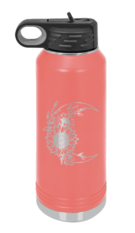 Sunflower Moon - 32oz Water Bottle Laser Engraved- Coral