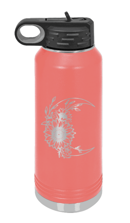 Sunflower Moon - 32oz Water Bottle Laser Engraved- Coral