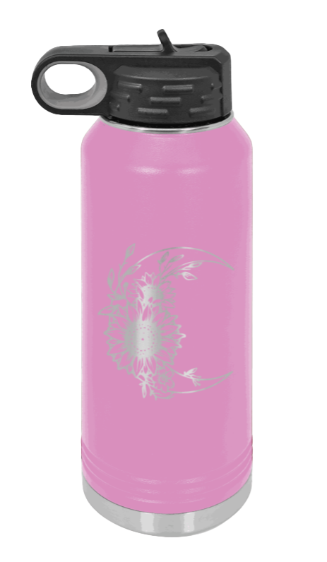 Sunflower Moon - 32oz Water Bottle Laser Engraved- Light Purple