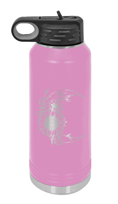 Sunflower Moon - 32oz Water Bottle Laser Engraved- Light Purple