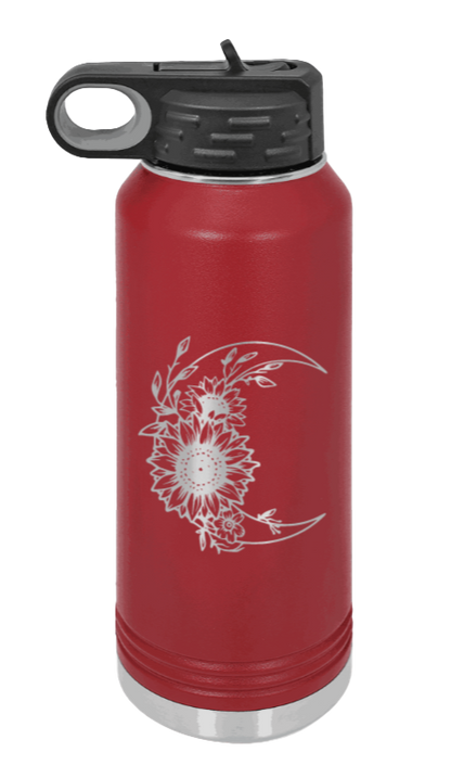 Sunflower Moon - 32oz Water Bottle Laser Engraved- Maroon