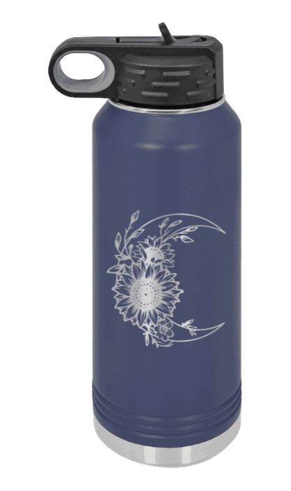 Sunflower Moon - 32oz Water Bottle Laser Engraved- Navy