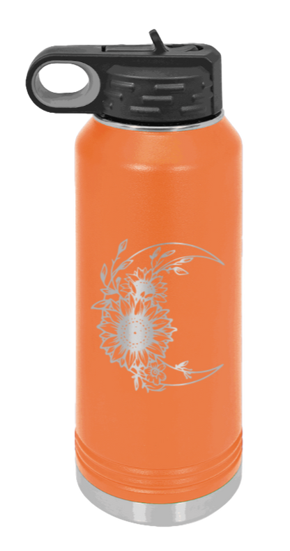 Sunflower Moon - 32oz Water Bottle Laser Engraved- Orange