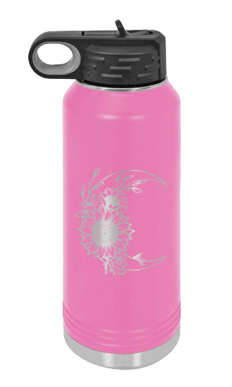 Sunflower Moon - 32oz Water Bottle Laser Engraved- Pink