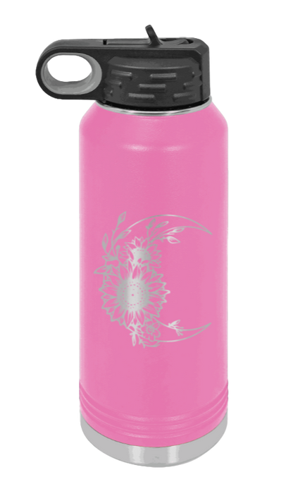 Sunflower Moon - 32oz Water Bottle Laser Engraved- Pink