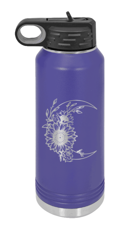 Sunflower Moon - 32oz Water Bottle Laser Engraved- Purple