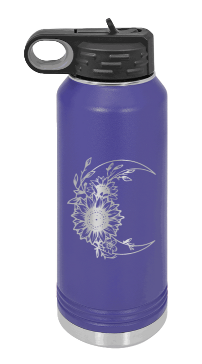 Sunflower Moon - 32oz Water Bottle Laser Engraved- Purple