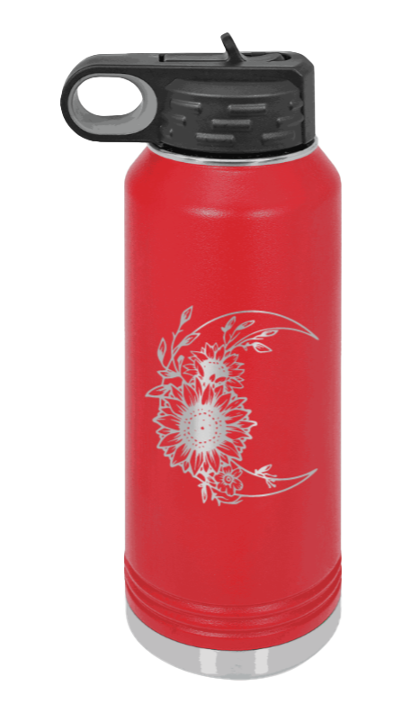 Sunflower Moon - 32oz Water Bottle Laser Engraved- Red