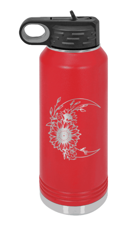 Sunflower Moon - 32oz Water Bottle Laser Engraved- Red