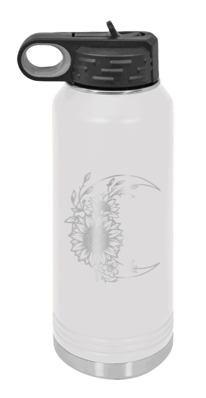 Sunflower Moon - 32oz Water Bottle Laser Engraved- White