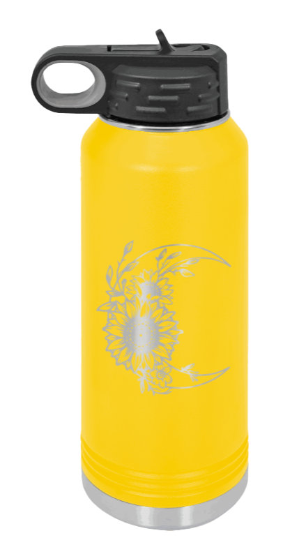 Sunflower Moon - 32oz Water Bottle Laser Engraved- Yellow