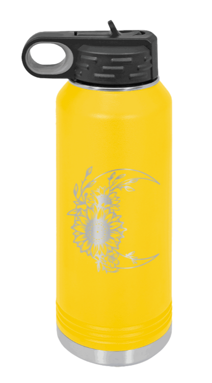 Sunflower Moon - 32oz Water Bottle Laser Engraved- Yellow
