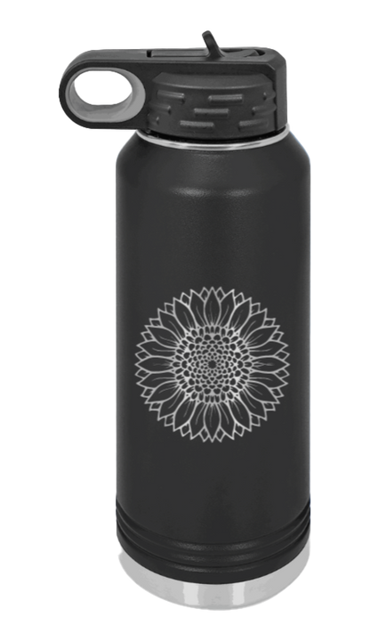 Sunflower - 32oz Water Bottle Laser Engraved- Black