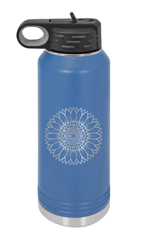 Sunflower - 32oz Water Bottle Laser Engraved- Royal Blue
