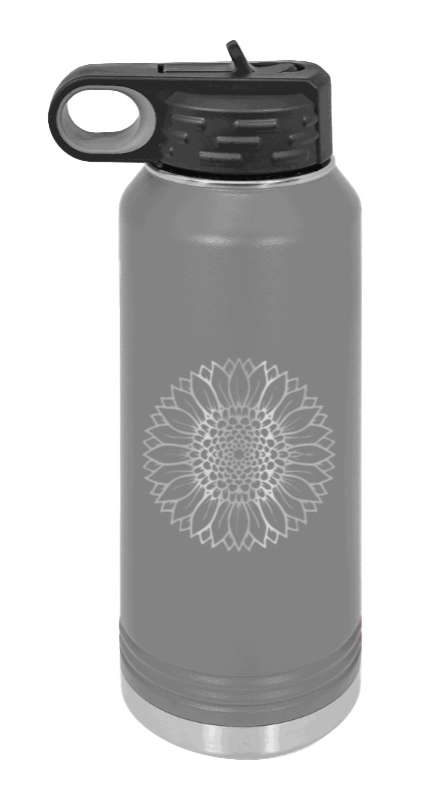 Sunflower - 32oz Water Bottle Laser Engraved- Dark Grey