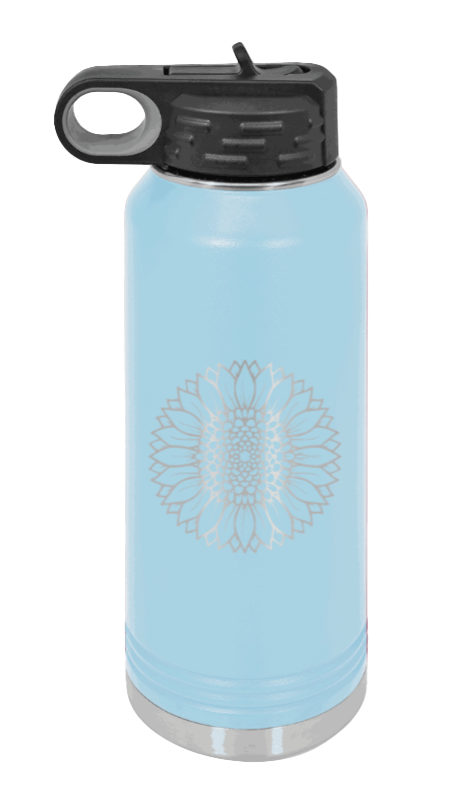 Sunflower - 32oz Water Bottle Laser Engraved- Light Blue
