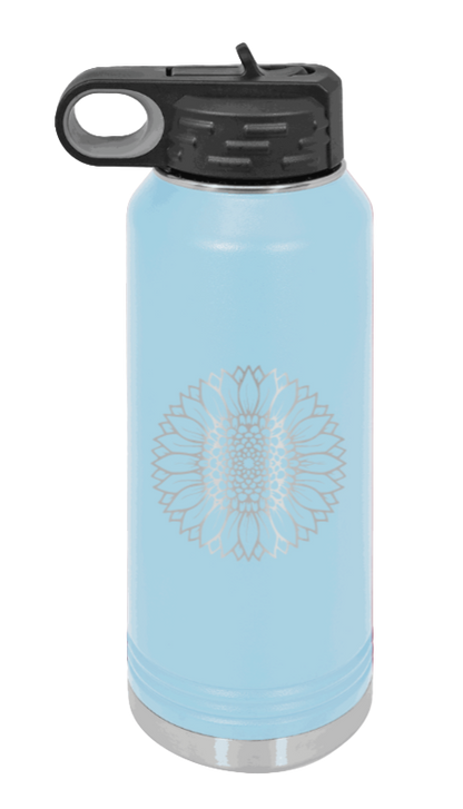 Sunflower - 32oz Water Bottle Laser Engraved- Light Blue
