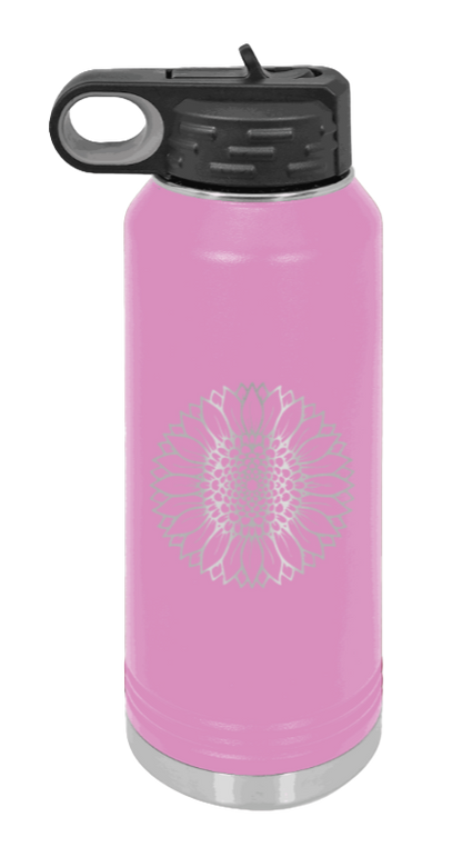 Sunflower - 32oz Water Bottle Laser Engraved- Light Purple
