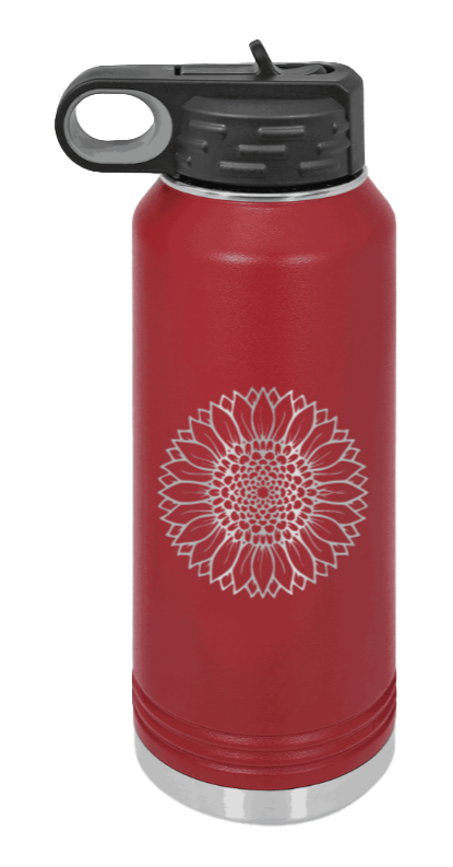 Sunflower - 32oz Water Bottle Laser Engraved- Maroon