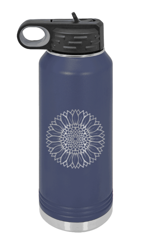 Sunflower - 32oz Water Bottle Laser Engraved- Navy