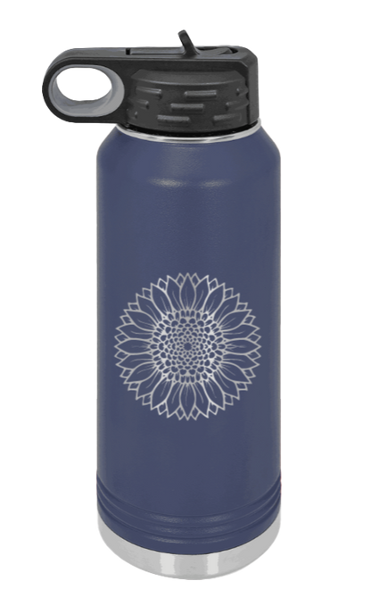 Sunflower - 32oz Water Bottle Laser Engraved- Navy