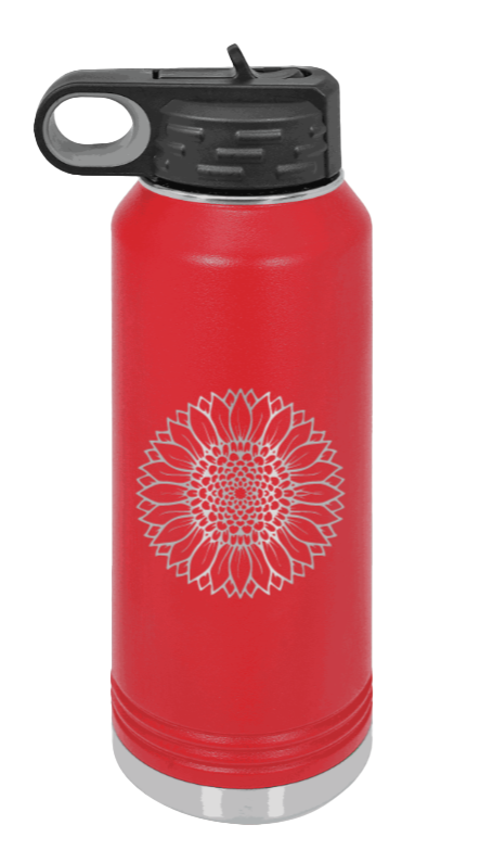 Sunflower - 32oz Water Bottle Laser Engraved- Red