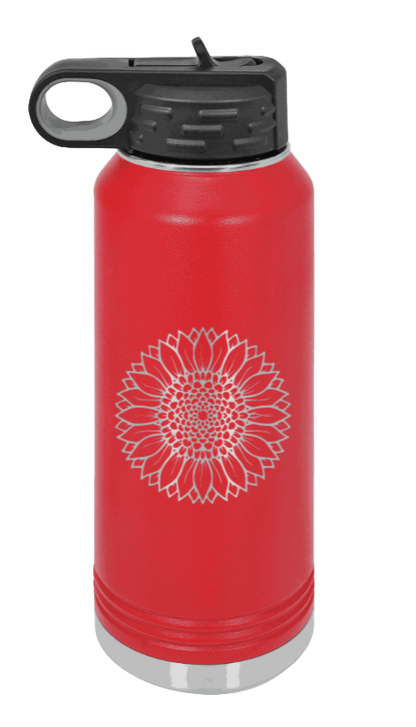 Sunflower - 32oz Water Bottle Laser Engraved- Red