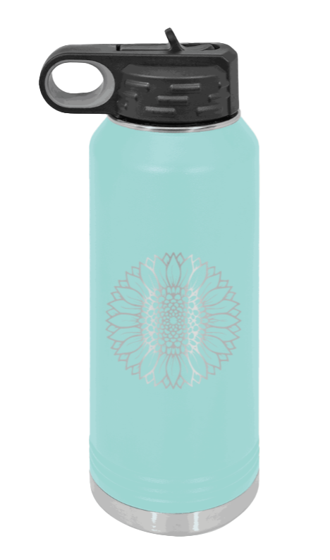 Sunflower - 32oz Water Bottle Laser Engraved- Teal