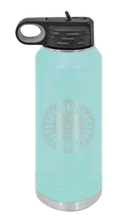 Sunflower - 32oz Water Bottle Laser Engraved- Teal