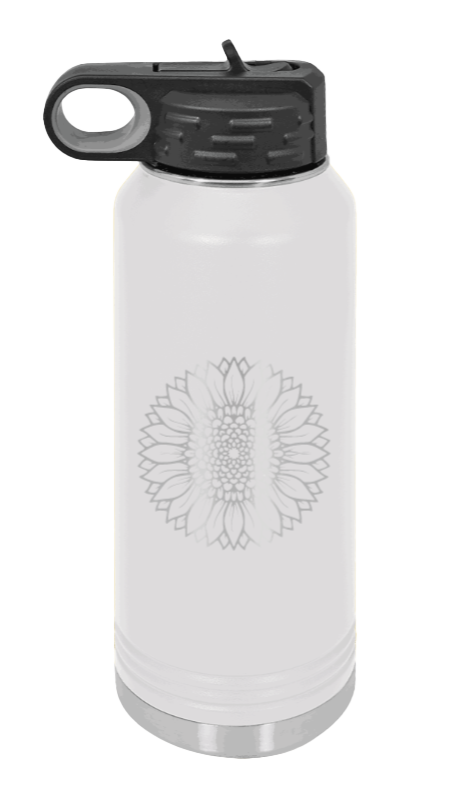 Sunflower - 32oz Water Bottle Laser Engraved- White