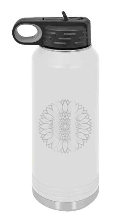 Sunflower - 32oz Water Bottle Laser Engraved- White