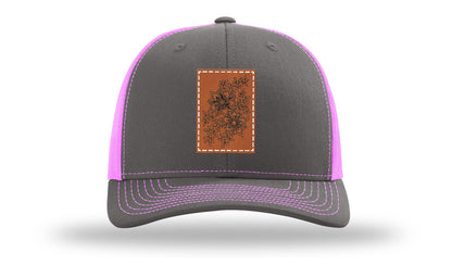 Cherry Blossom Flower Leather Patch Richardson 112 Hat
