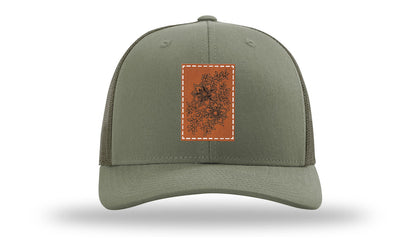 Cherry Blossom Flower Leather Patch Richardson 112 Hat