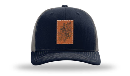 Cherry Blossom Flower Leather Patch Richardson 112 Hat