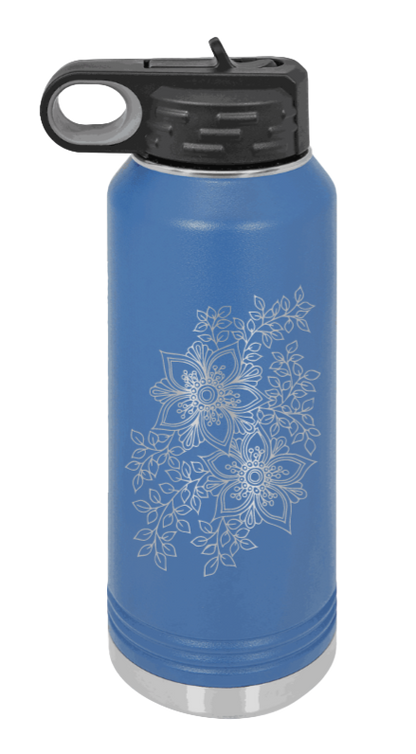 Cherry Blossom  - 32oz Water Bottle Laser Engraved- Royal Blue