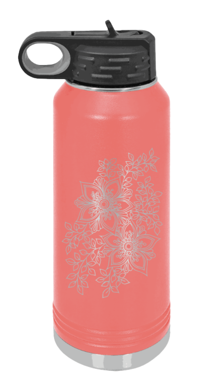 Cherry Blossom  - 32oz Water Bottle Laser Engraved- Coral