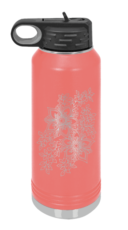 Cherry Blossom  - 32oz Water Bottle Laser Engraved- Coral