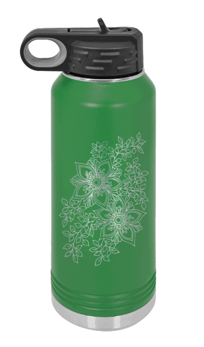 Cherry Blossom  - 32oz Water Bottle Laser Engraved- Green