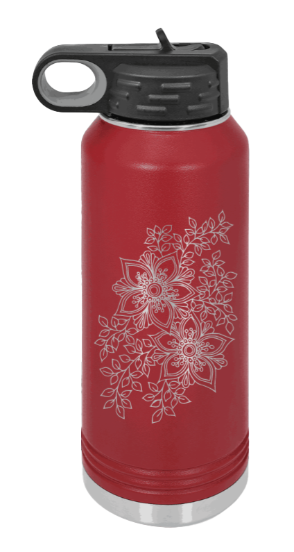 Cherry Blossom  - 32oz Water Bottle Laser Engraved- Maroon