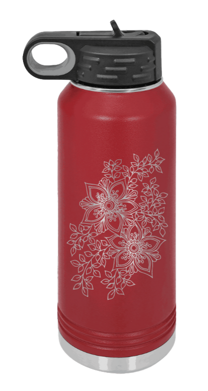 Cherry Blossom  - 32oz Water Bottle Laser Engraved- Maroon
