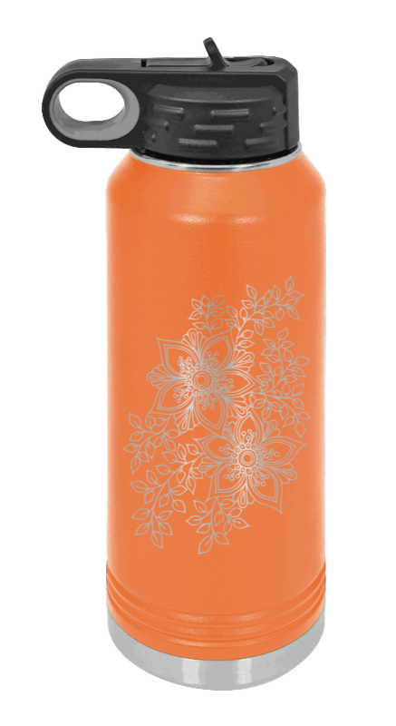 Cherry Blossom  - 32oz Water Bottle Laser Engraved- Orange