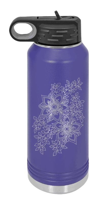 Cherry Blossom  - 32oz Water Bottle Laser Engraved- Purple