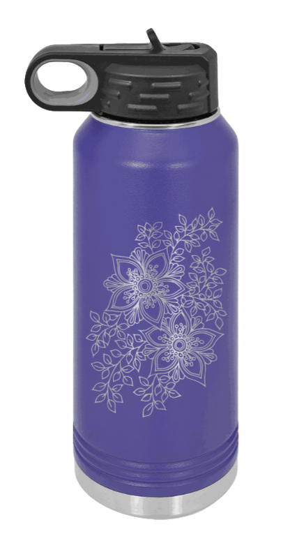 Cherry Blossom  - 32oz Water Bottle Laser Engraved- Purple