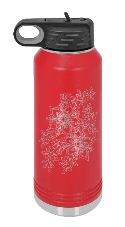 Cherry Blossom  - 32oz Water Bottle Laser Engraved- Red