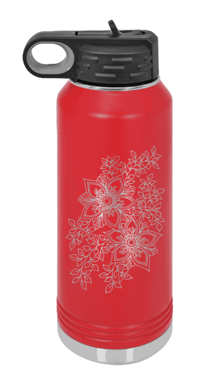 Cherry Blossom  - 32oz Water Bottle Laser Engraved- Red