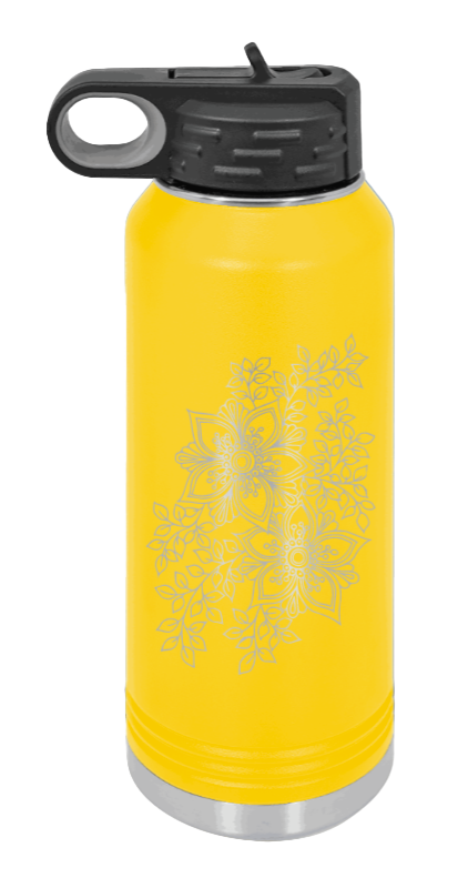 Cherry Blossom  - 32oz Water Bottle Laser Engraved- Yellow