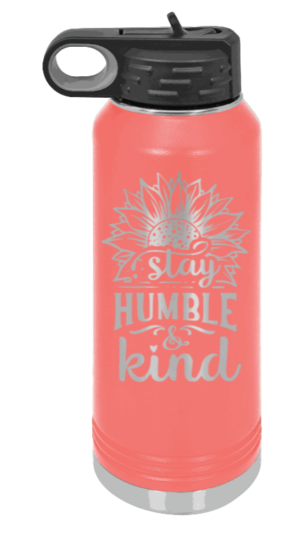 Humble and Kind - 32oz Water Bottle Laser Engraved- Coral