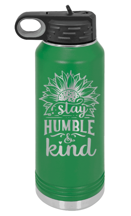 Humble and Kind - 32oz Water Bottle Laser Engraved- Green