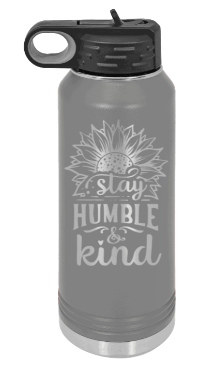 Humble and Kind - 32oz Water Bottle Laser Engraved- Dark Grey