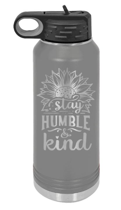 Humble and Kind - 32oz Water Bottle Laser Engraved- Dark Grey